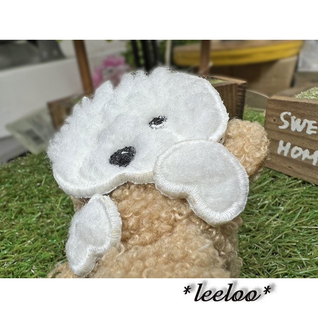 もこもこの手触りがたまらない愛らしいビションフリーゼのアップリケワッペン★手白6-1枚