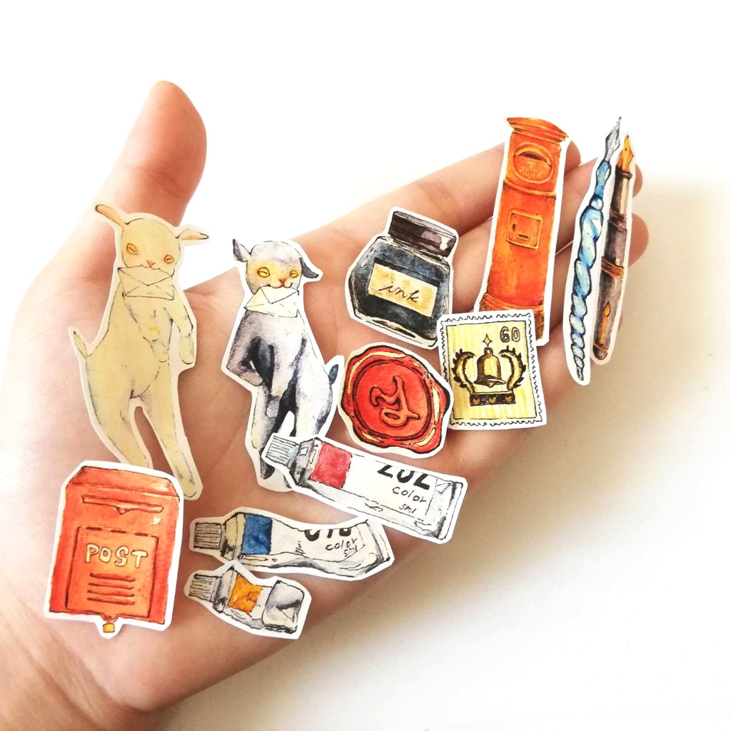 【選べる枚数24・48枚】ヤギさんとレターセットフレークシール 全12種類 ミニサイズ