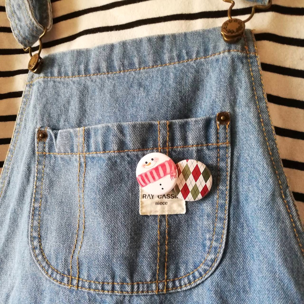 【全4種類】アーガイルとスノーマン 缶バッジ 32mm ユニーク&シンプルデザイン