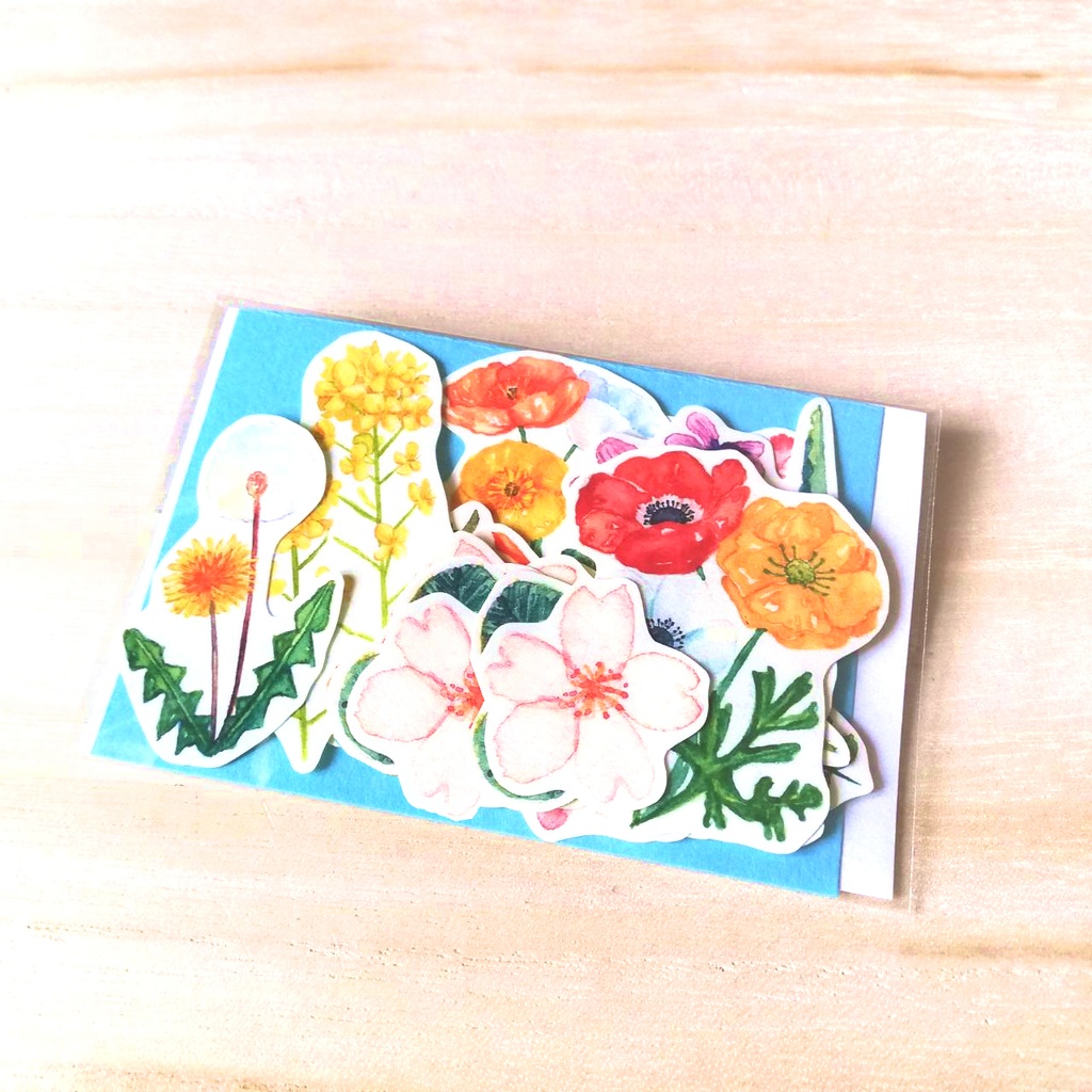 【選べる枚数23・43枚】春の草花フレークシール 全17種類 絵本風水彩デザイン