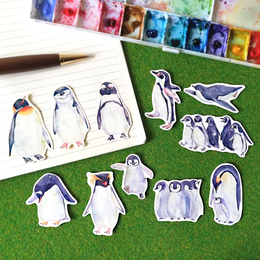 選べる枚数22 44枚 絵本風ペンギンさんのフレークシール 全11種類 ミニサイズ オトンノアトリエ Booth