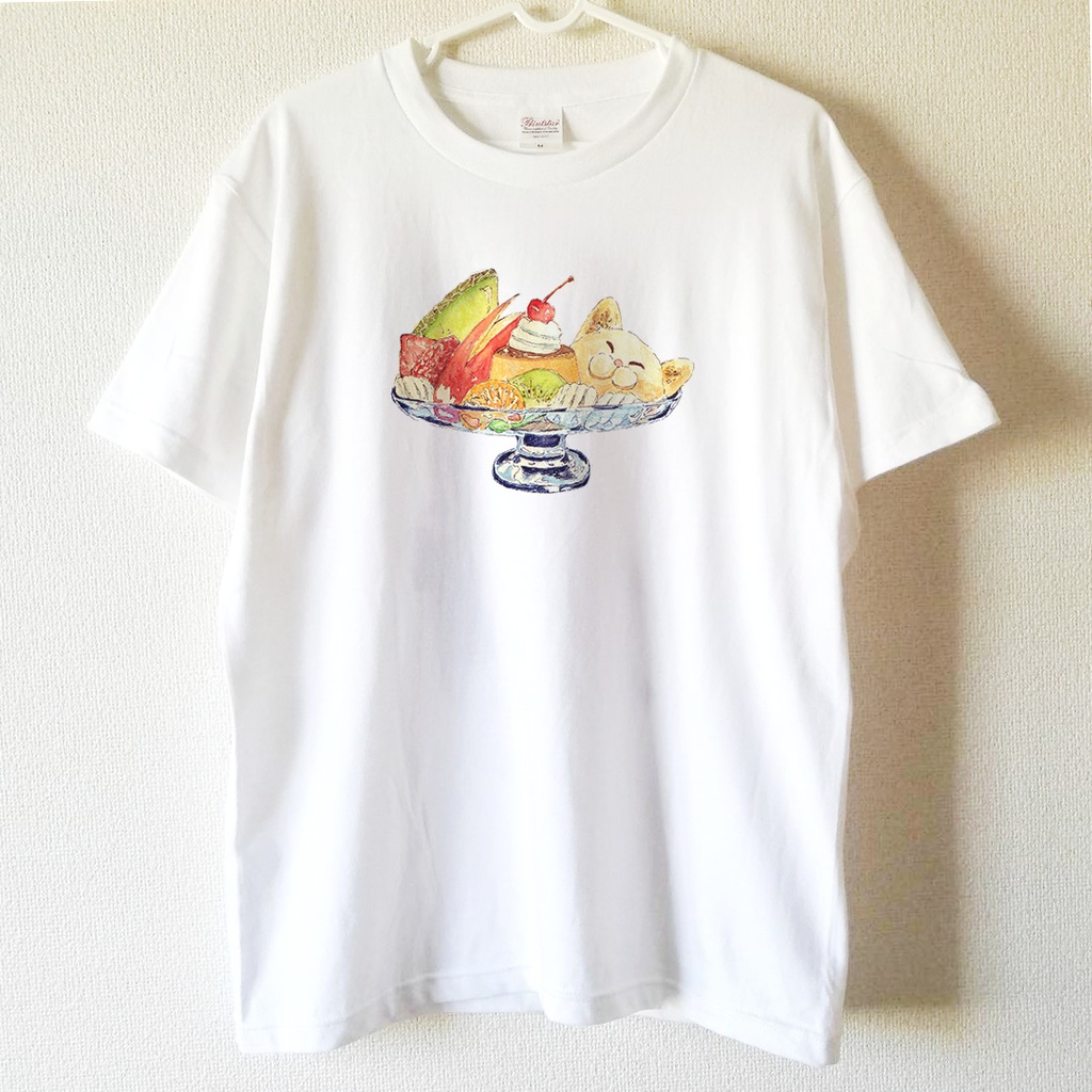 【送料無料】猫のプリンアラモードTシャツ～子供から大人までみんなで使える13サイズ～