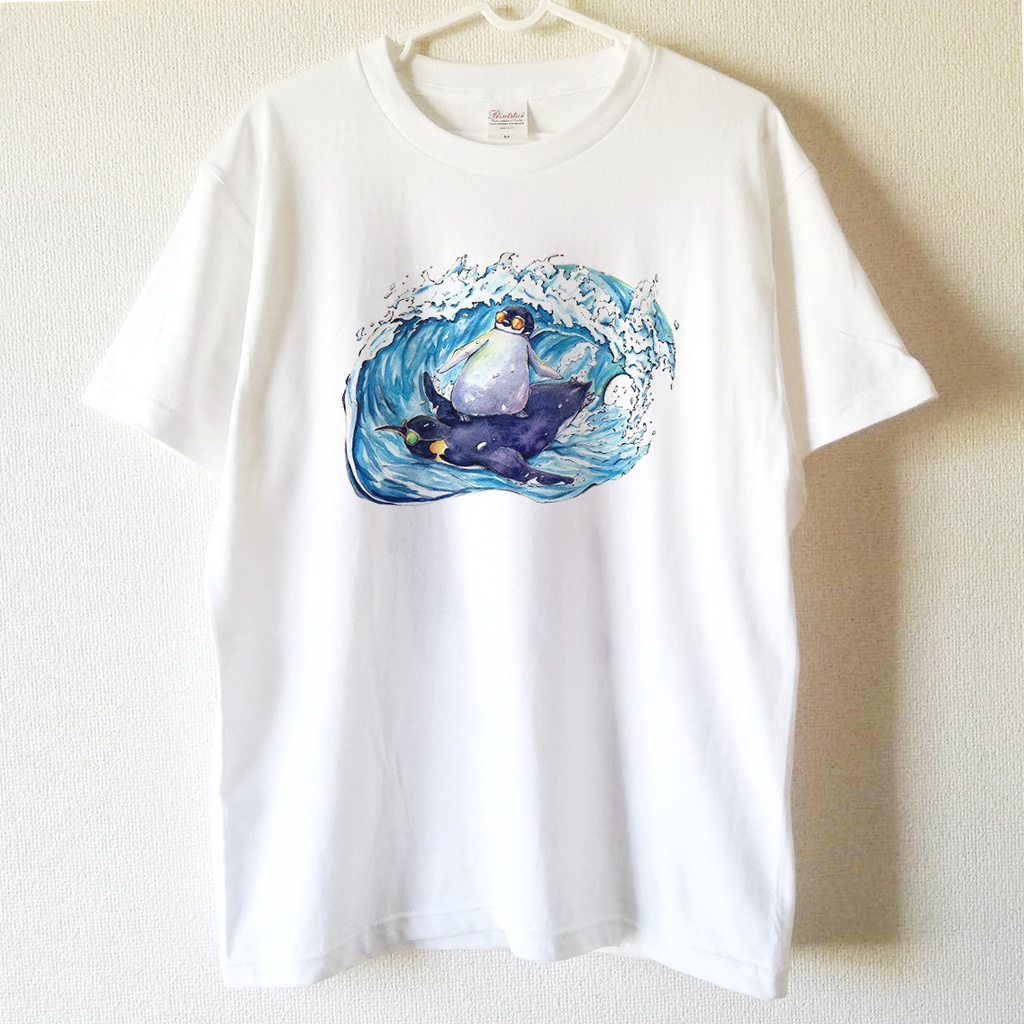 送料無料 波乗りペンギン白tシャツ 子供から大人までみんなで使える13サイズ オトンノアトリエ Booth