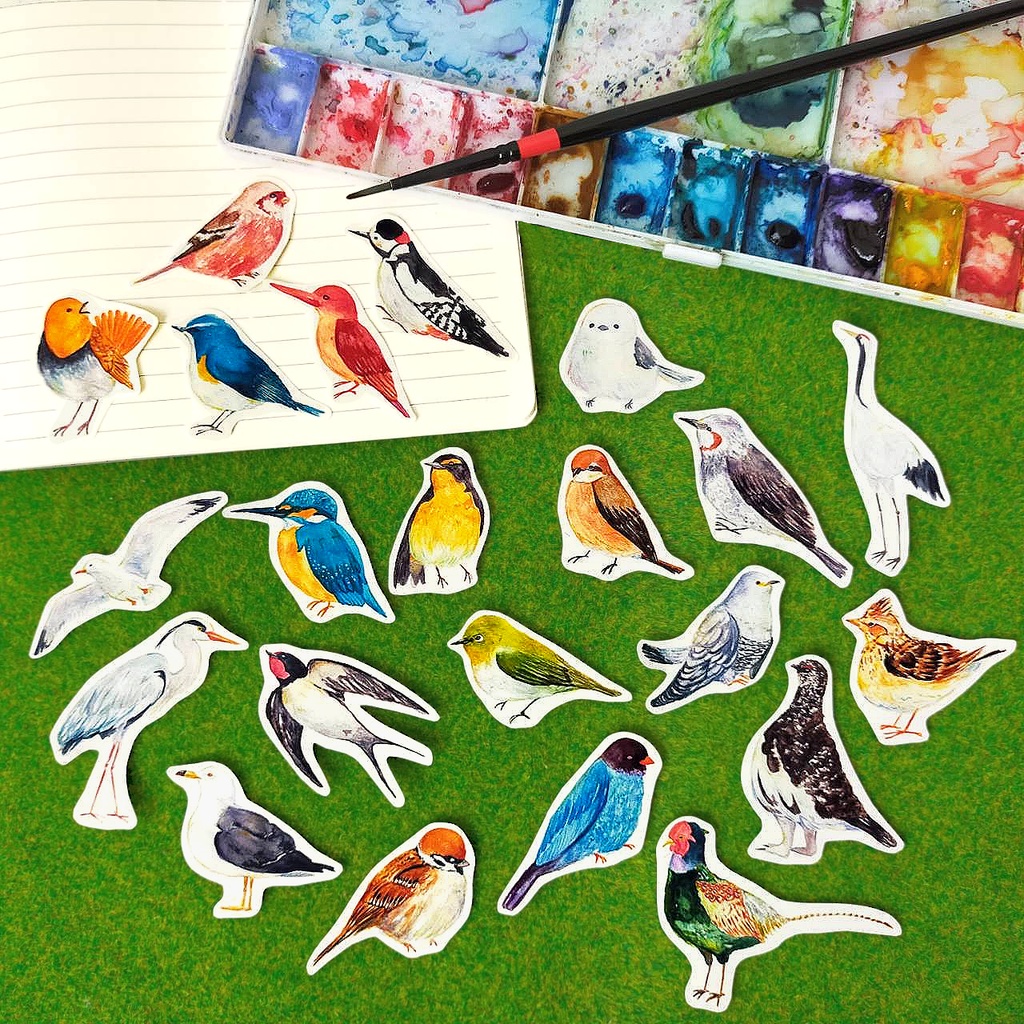 【選べる枚数22・44枚】日本の野鳥フレークシール全22種類 ミニサイズ