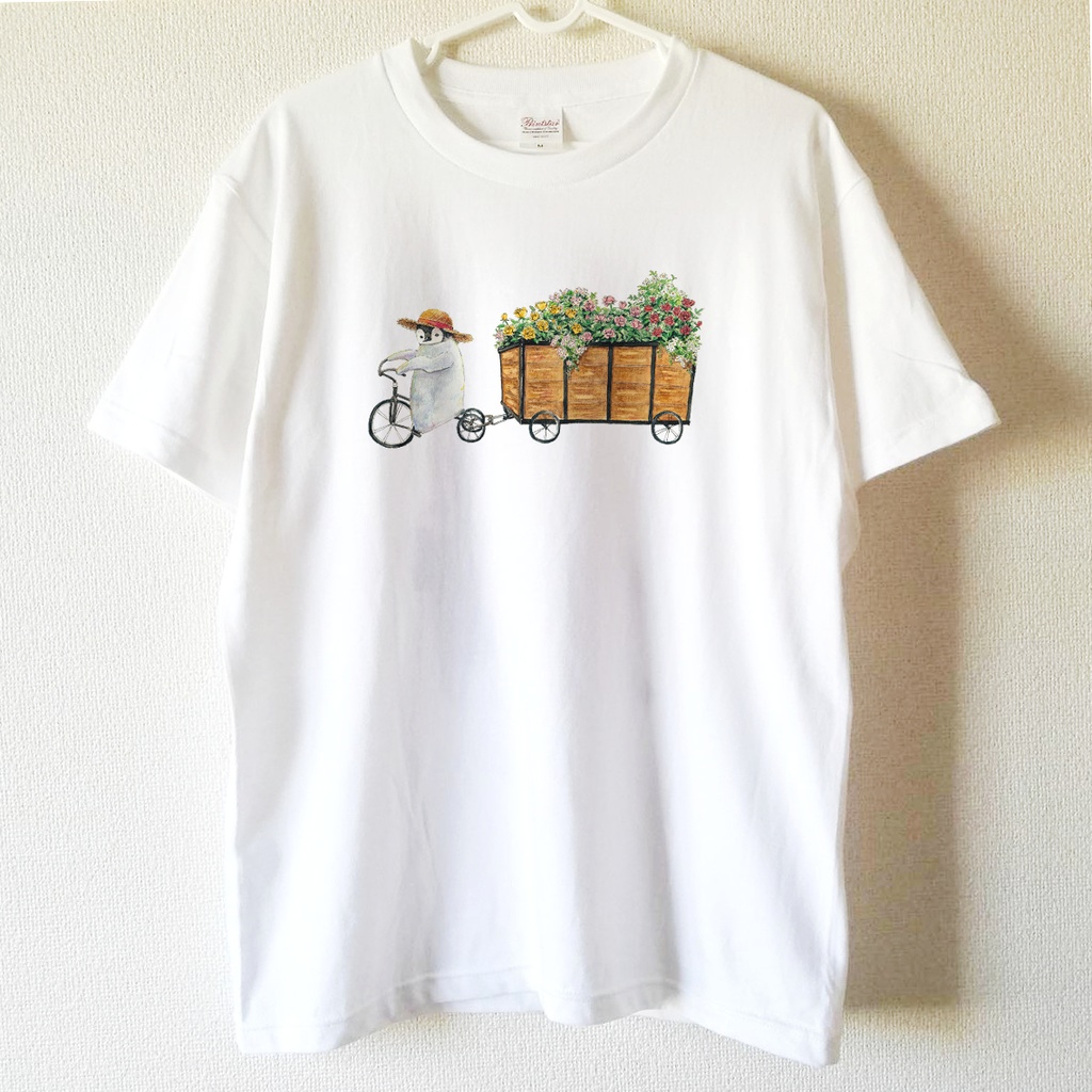 送料無料 子ペンギンのお花屋さんtシャツ 子供から大人までみんなで使える13サイズ オトンノアトリエ Booth