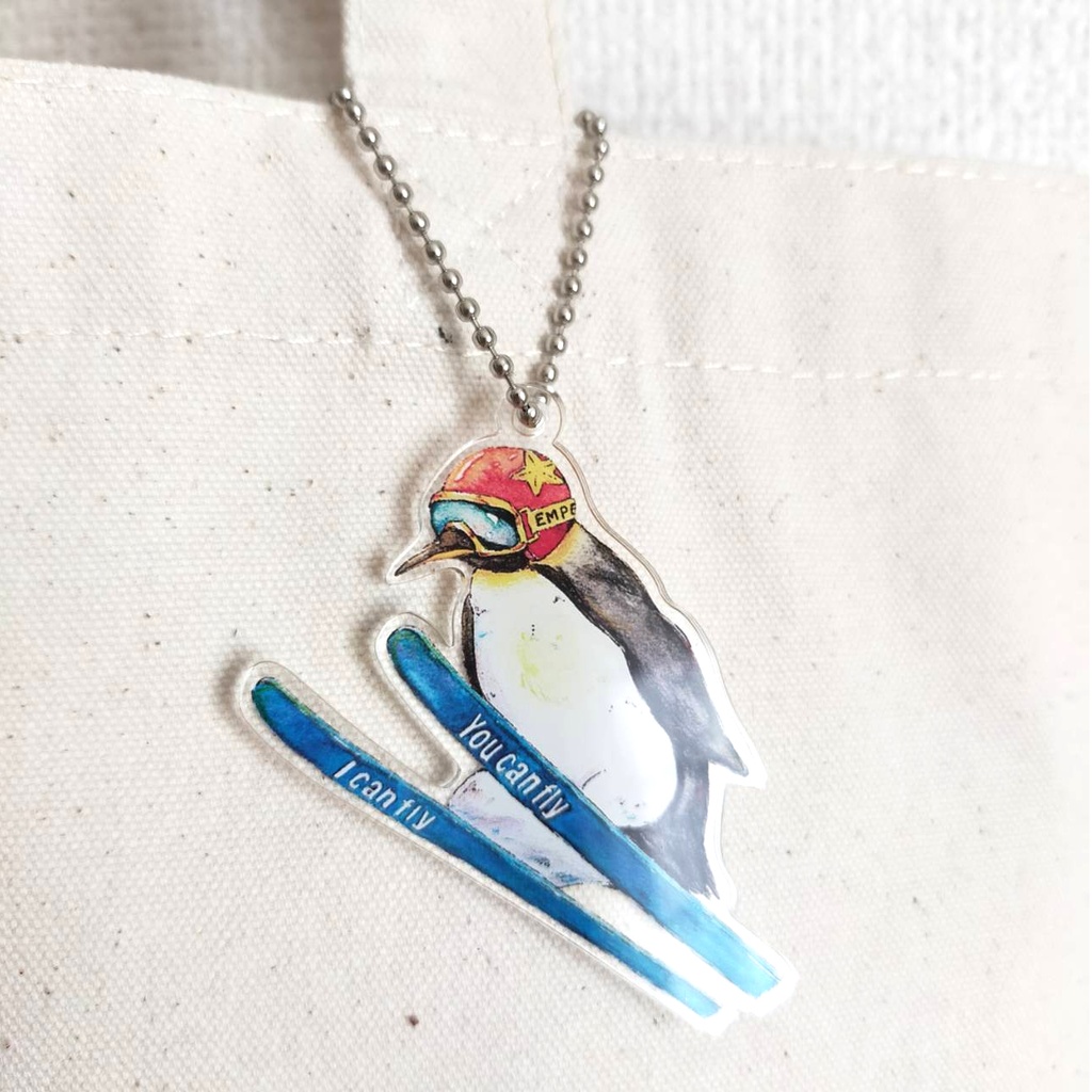 コウテイペンギンのスキージャンプ アクリルキーホルダー