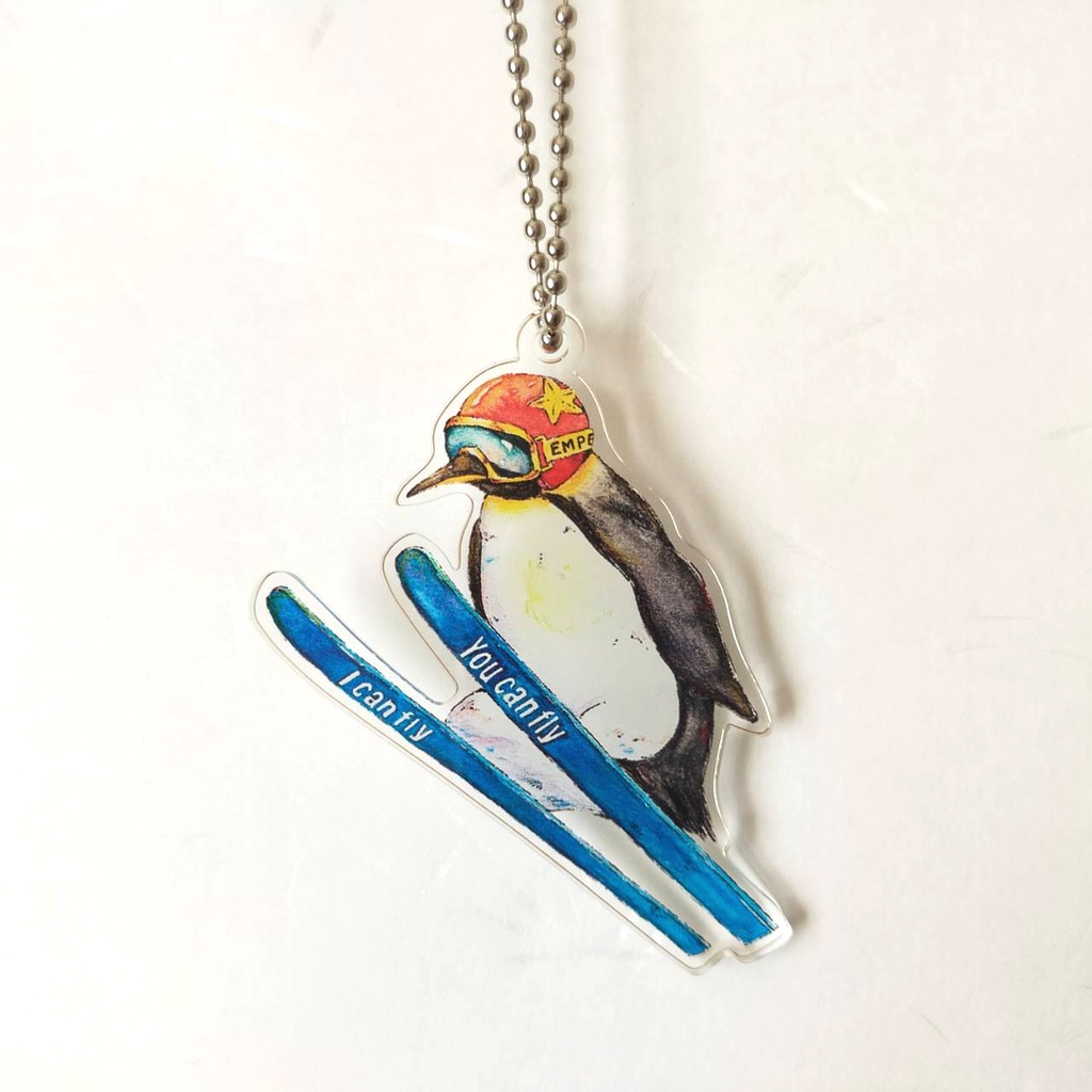 コウテイペンギンのスキージャンプ アクリルキーホルダー