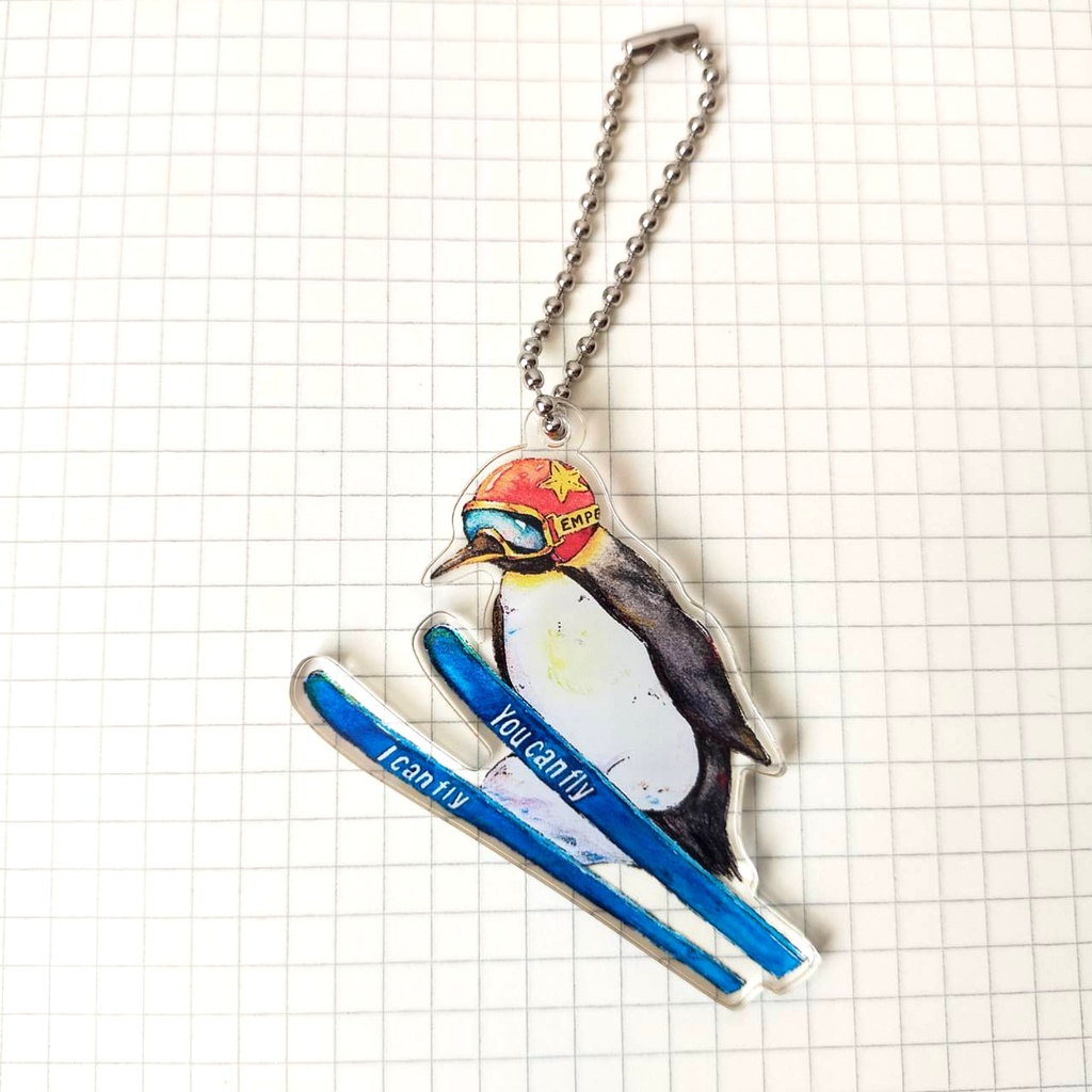 コウテイペンギンのスキージャンプ アクリルキーホルダー