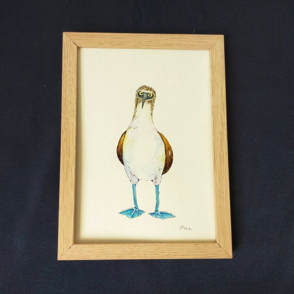 【送料無料・2サイズ】おめかしアオアシカツオドリのトートバッグ 絵本風水彩デザイン