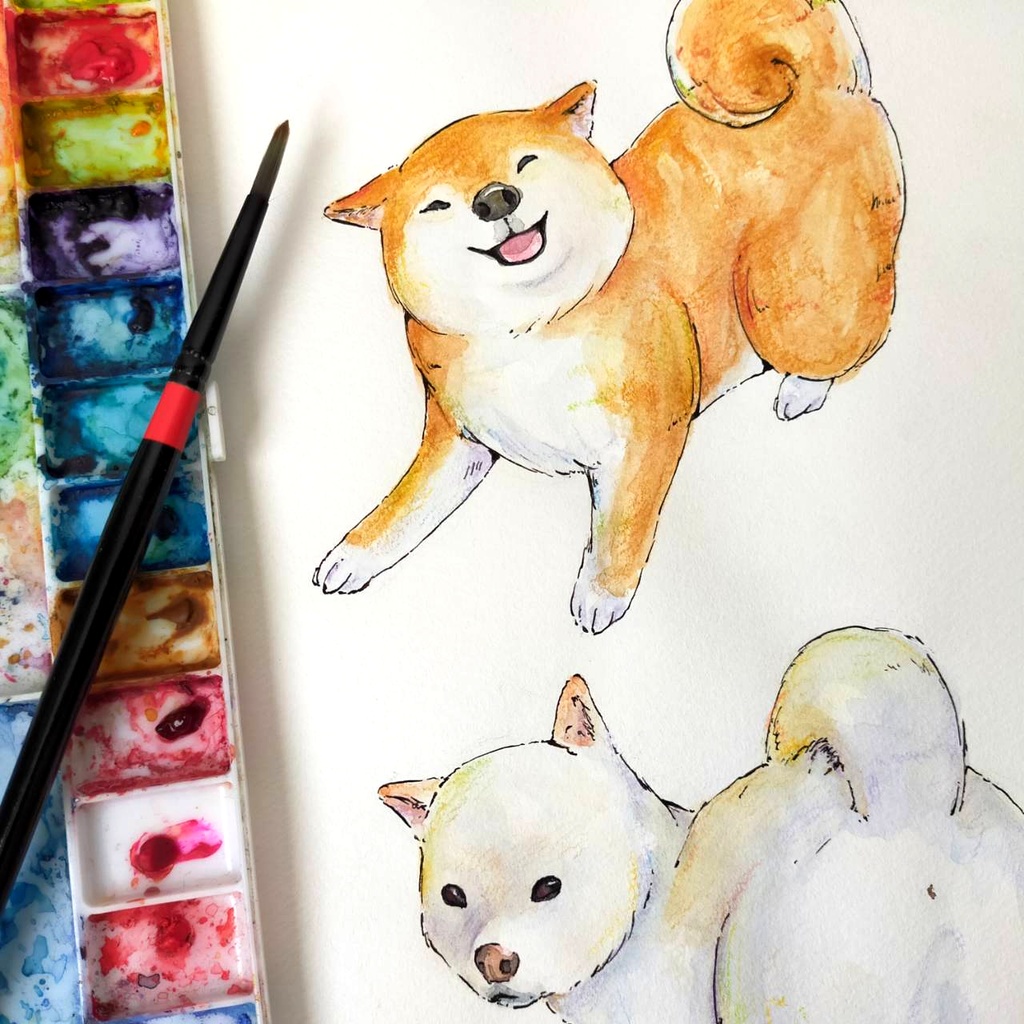 【選べる枚数22・44枚】柴犬さんたちのフレークシール 全11種類 ミニサイズ