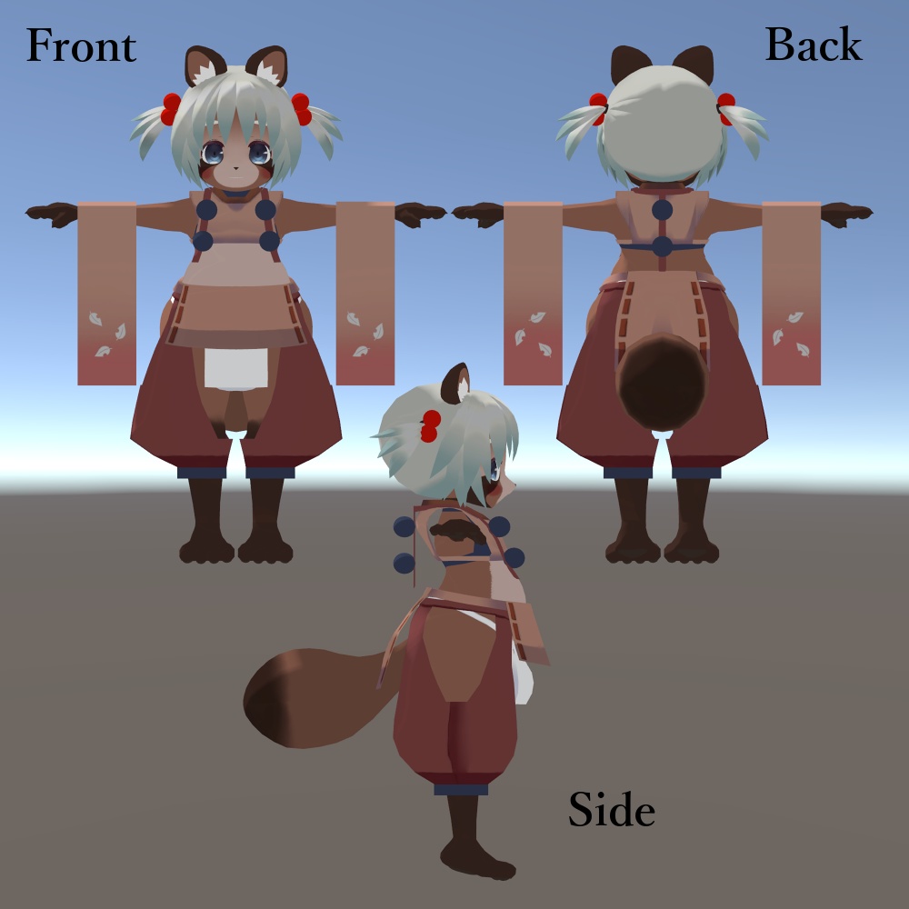 オリジナル3Dモデル「豆狸のソヒ~纁~」