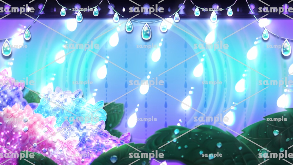 【動く背景素材】アジサイと煌めく雨【MP4】