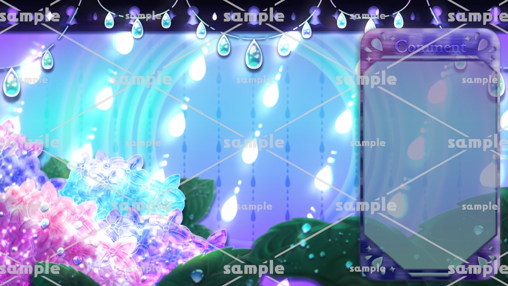 【動く背景素材】アジサイと煌めく雨【MP4】