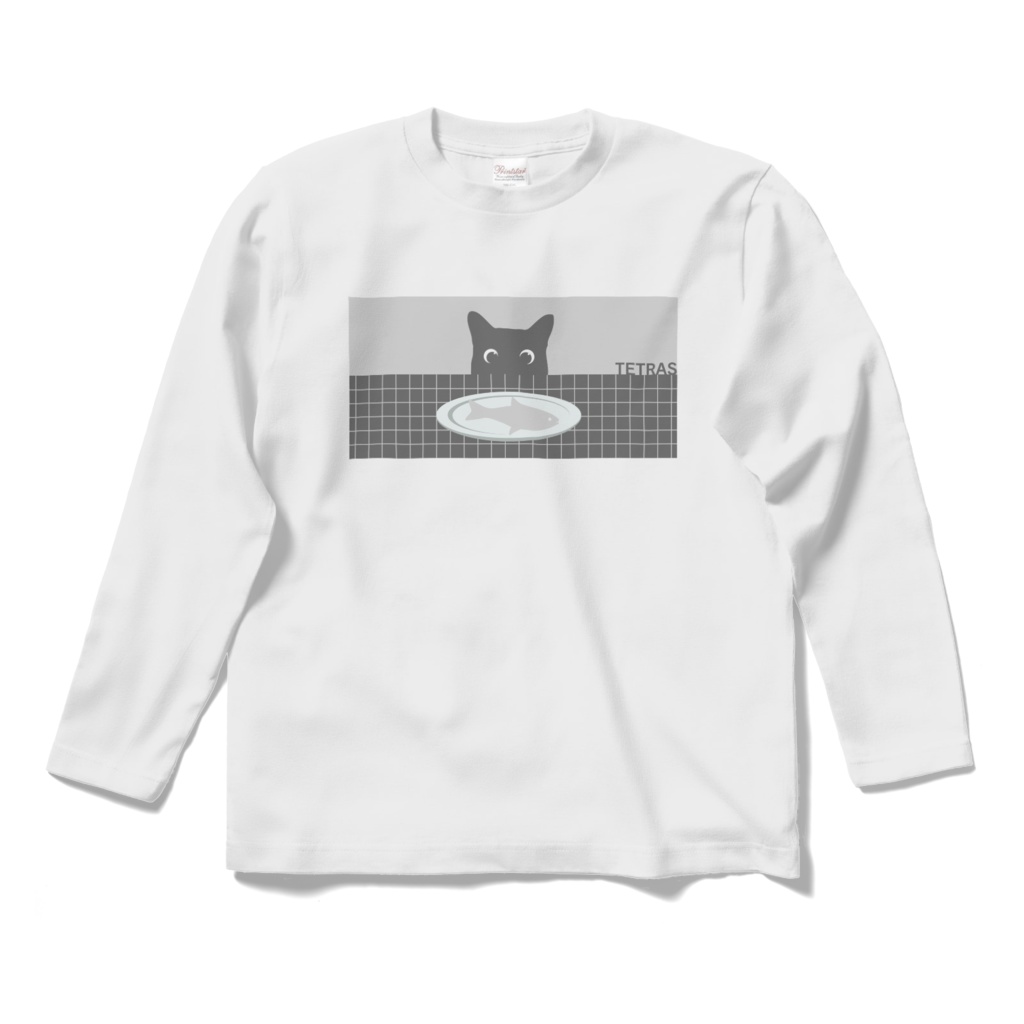 魚と猫 Tシャツ(長袖)
