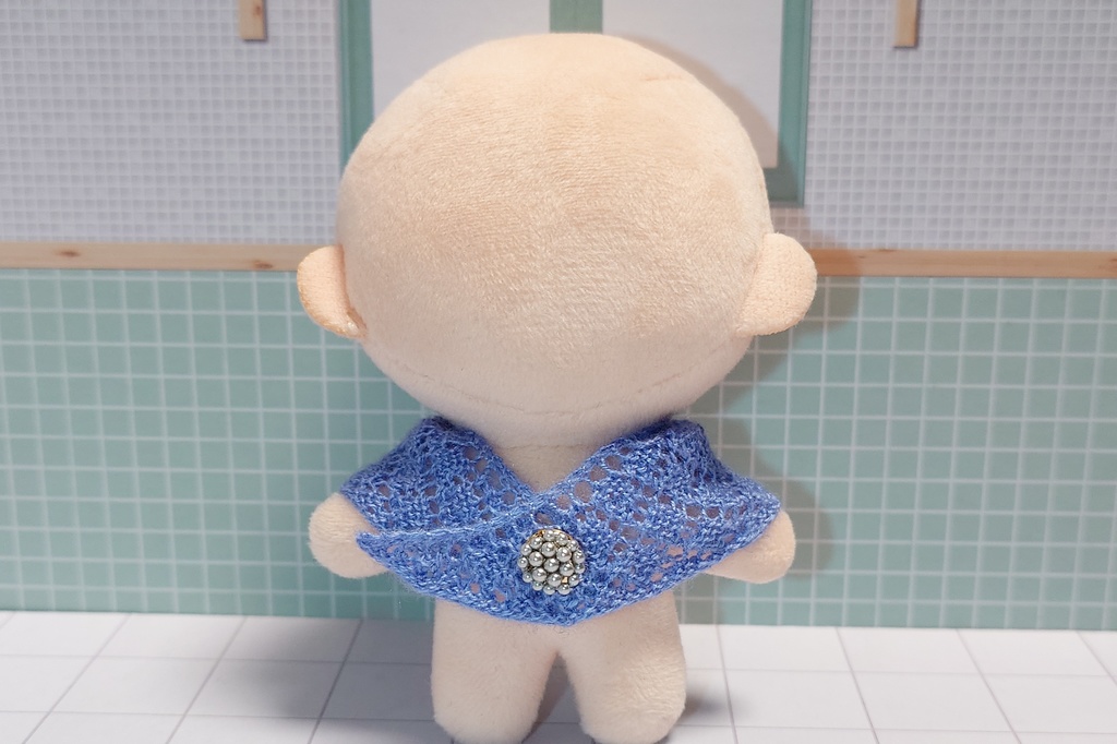 1/12 手編みのショール スカイブルー シルクカシミヤ