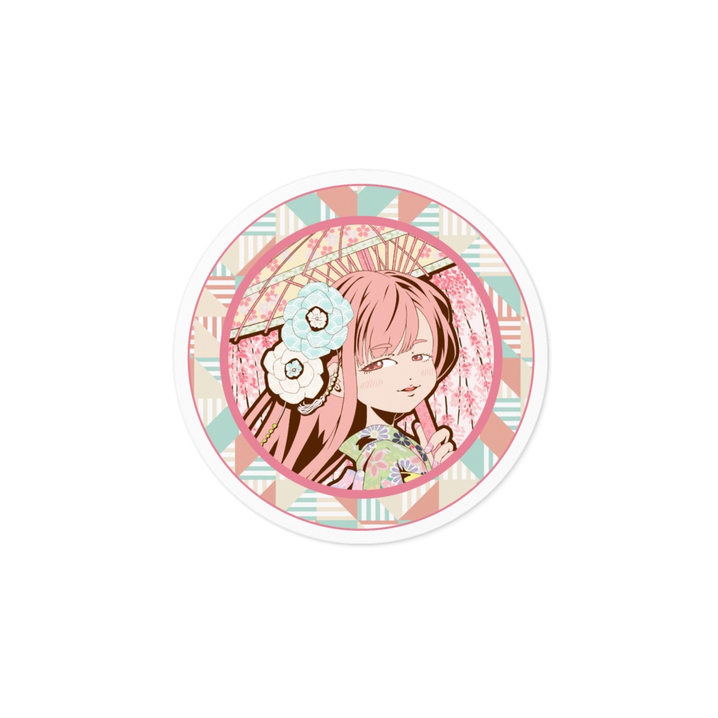 【桜】着物イラストステッカー