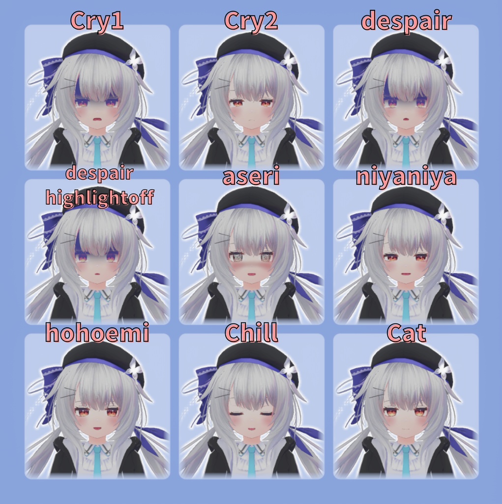 【アニアス専用】写真撮影で使えそうな表情&撫でられ表情アニメーション