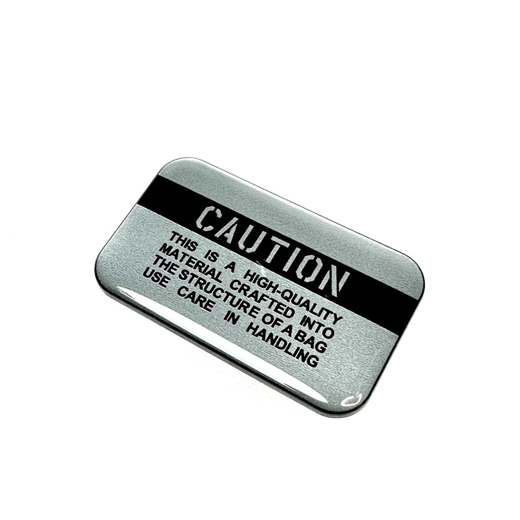 ◆TUMI カスタムプレート CAUTION レジン仕上げ 銀x黒 30x50mm