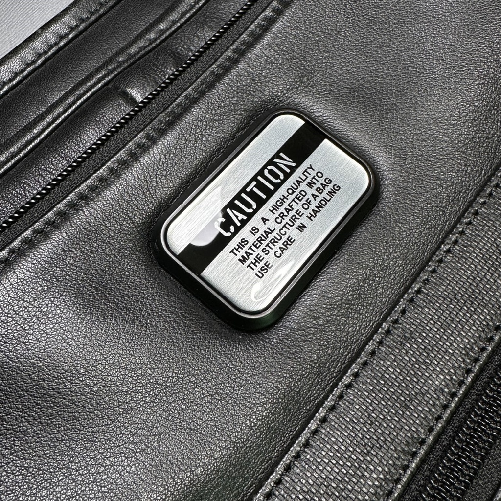 ◆TUMI カスタムプレート CAUTION レジン仕上げ 銀x黒 30x50mm