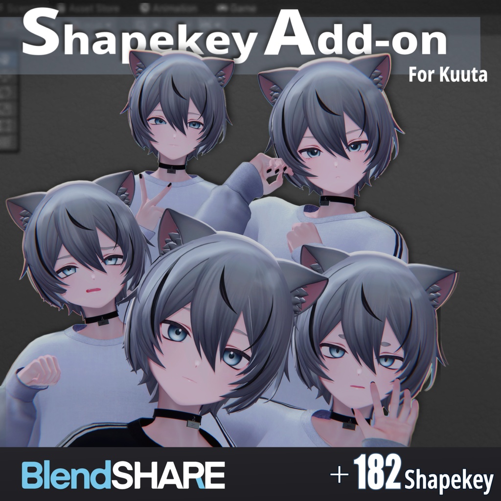 Shapekey Add-on for Kuuta // くうたに表情シェイプキー追加するやつ