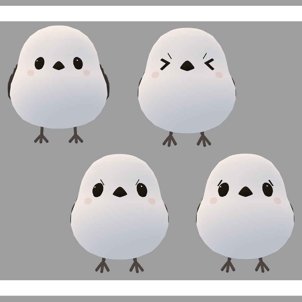 【VRChat想定】シマエナガ3Dアバター「雪音 -yukine-」