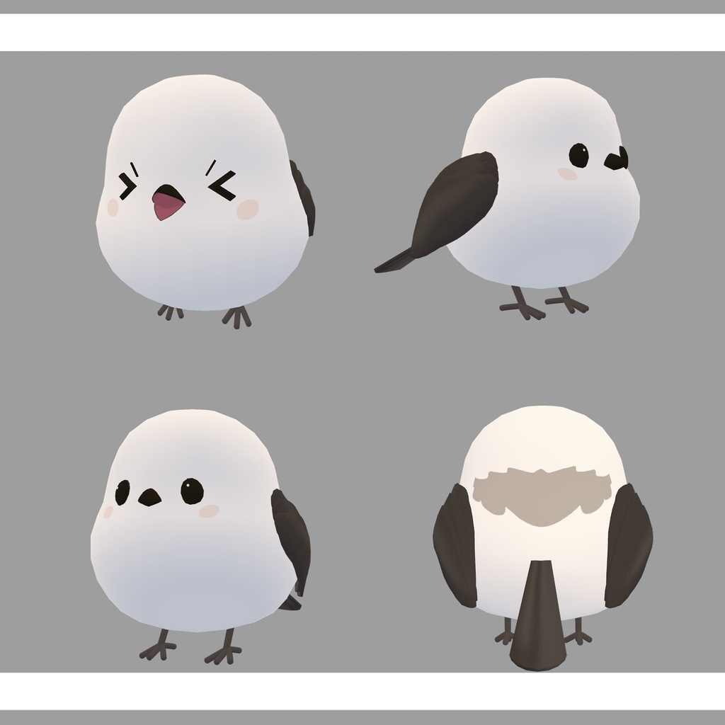 【VRChat想定】シマエナガ3Dアバター「雪音 -yukine-」