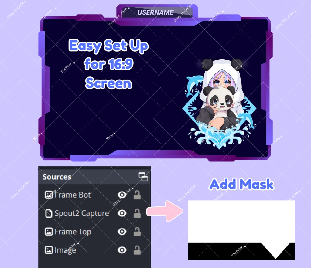 かわいい Vtuber ゲーマー プロフィール フレーム | ゲームやフェイスカメラ用の Twitch ストリーマー フレーム 6 個セット