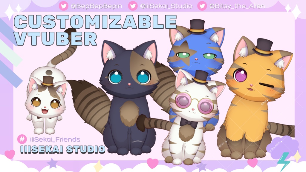 招き猫 キリイト Vtuberペット | Vtuber向けVtube Studio Live2D動物ペットアセット cat