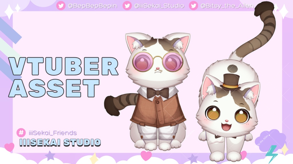招き猫 キリイト Vtuberペット | Vtuber向けVtube Studio Live2D動物ペットアセット cat
