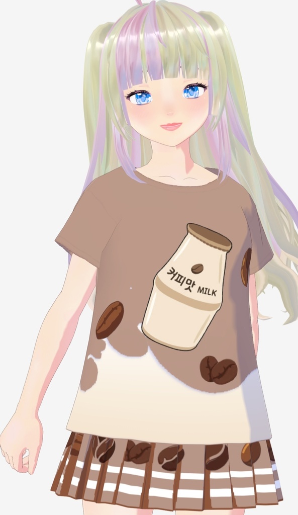Vroid Korean milk t-shirt and skirt set