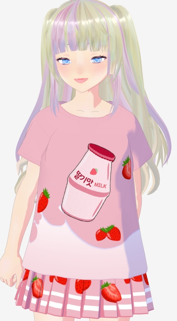 Vroid Korean milk t-shirt and skirt set