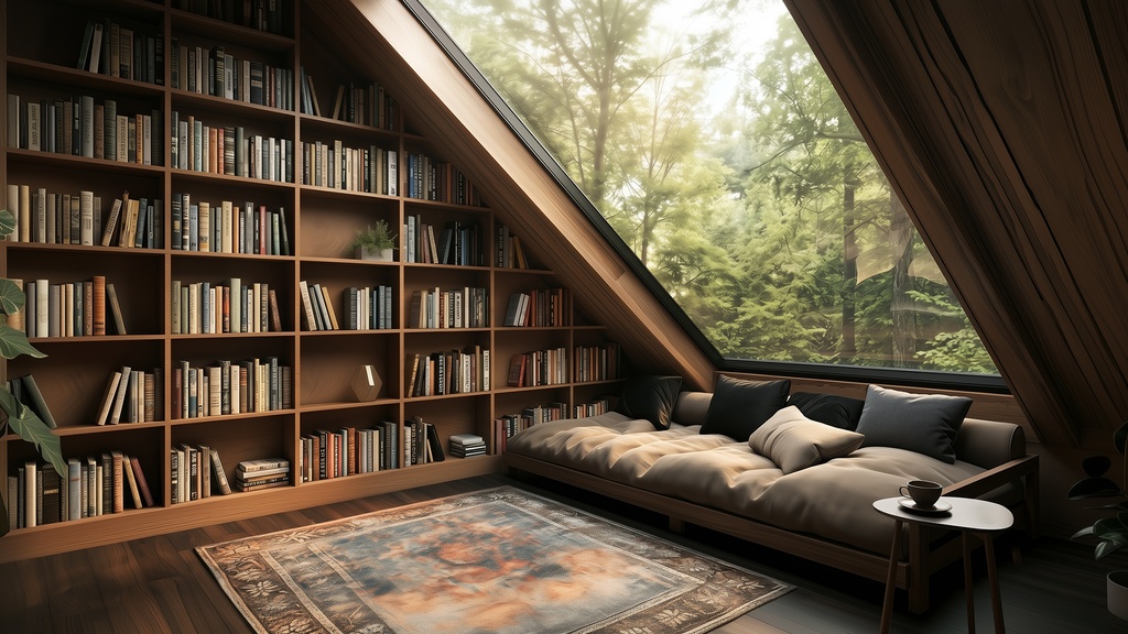 【動く背景素材/ループ】雨降る森の書斎・屋根裏部屋 | VTuber配信素材 | Animated Rainy Forest Library Loop