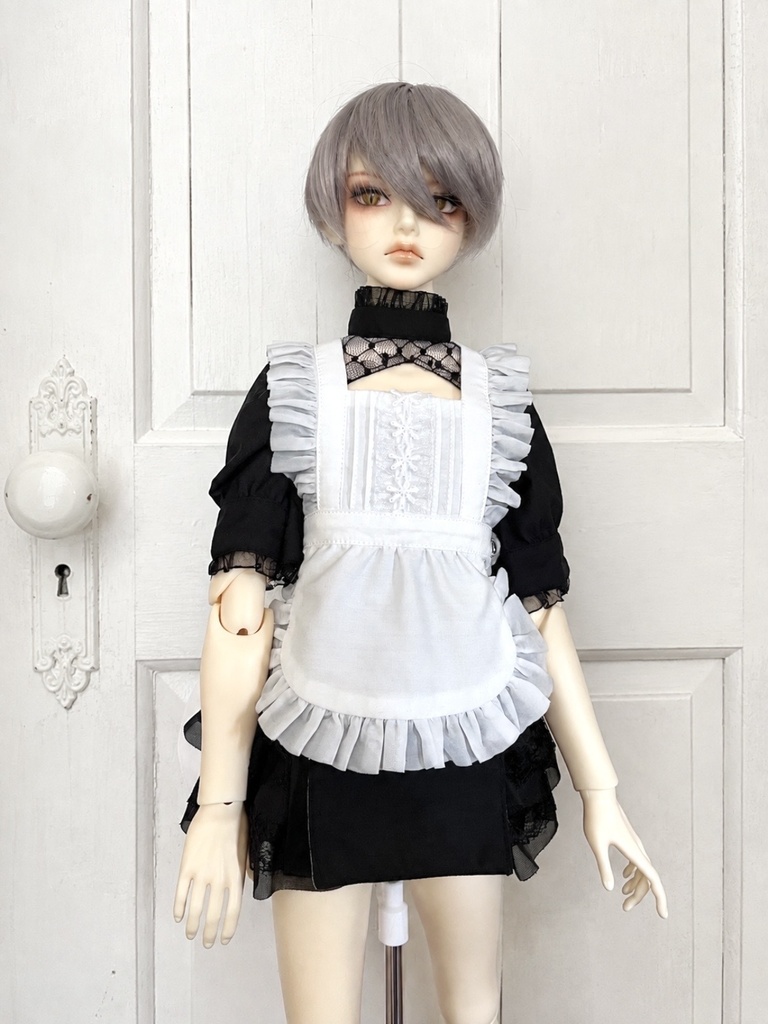 60cmクラス男の子ドール用 フリルエプロン 白