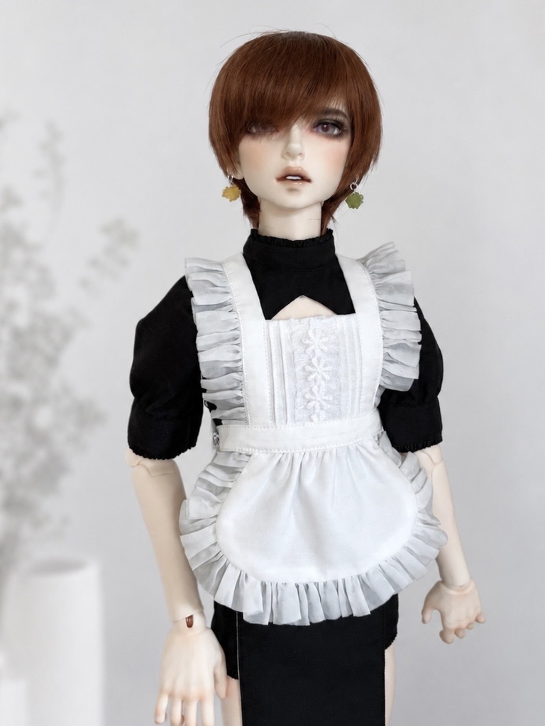 60cmクラス男の子ドール用 フリルエプロン 白