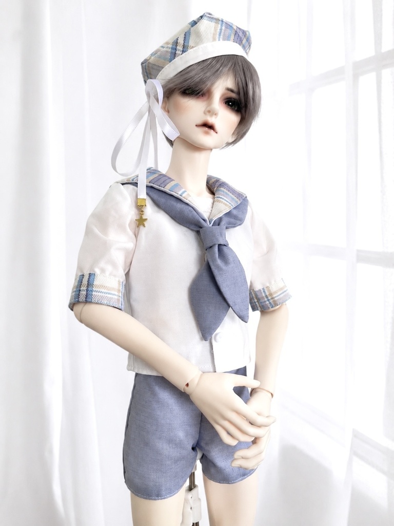 【1/3 60cm SD13boy~】夕空チェックのセーラー服セットアップ
