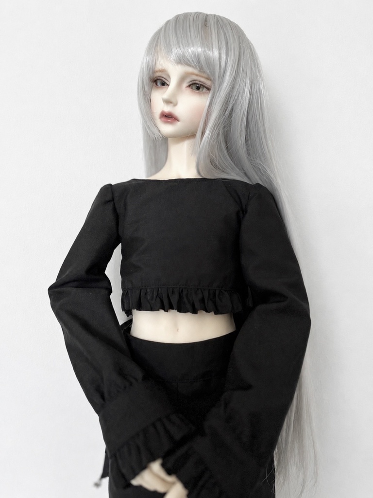 【1/3 60cm SD13boy~】 バックリボンのショート丈トップス 黒