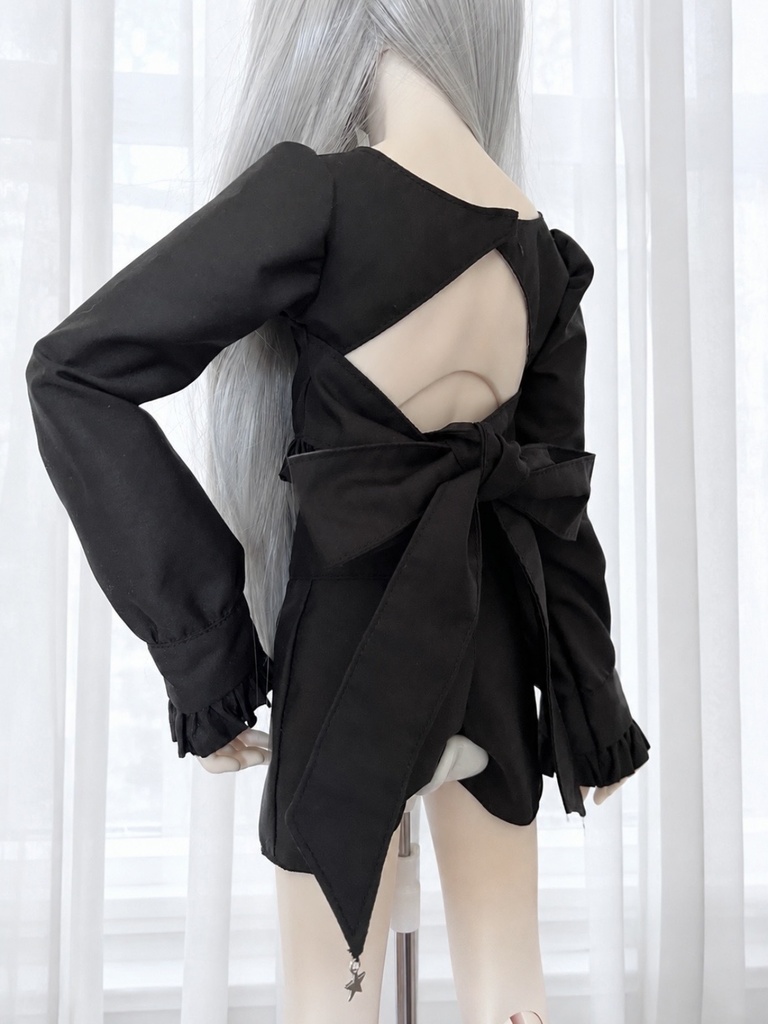 【1/3 60cm SD13boy~】　バックリボンのショート丈トップス　黒