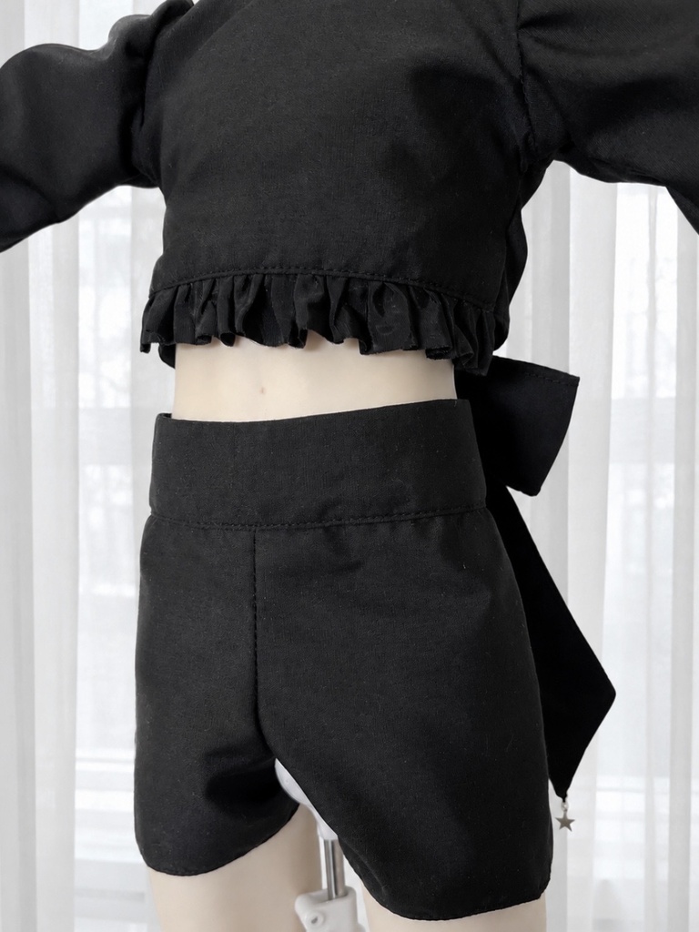 【1/3 60cm SD13boy~】 バックリボンのショート丈トップス 黒