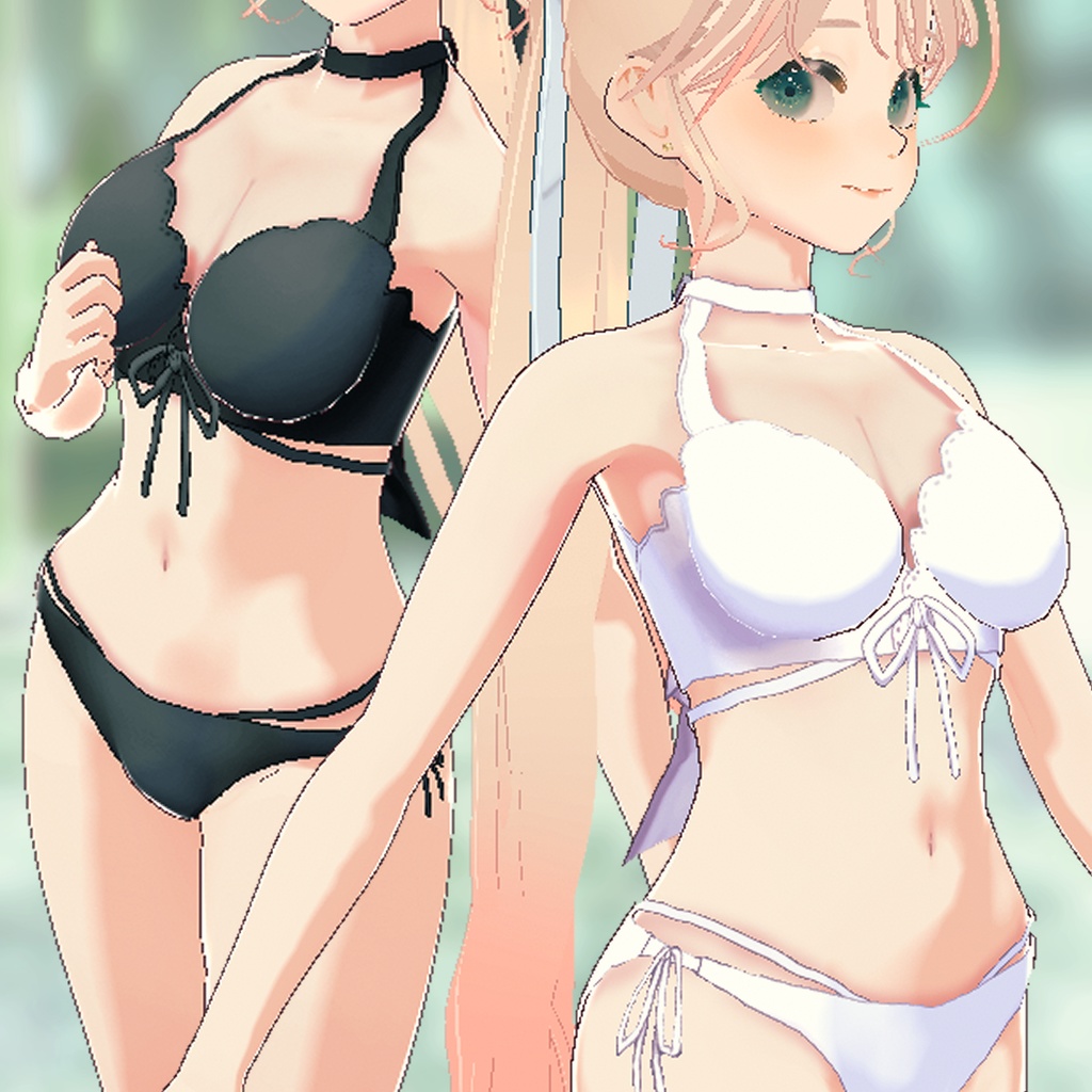 VRoid用 シンプル水着◆顔面の強さを引き立てる 11色(+1)セット、パーツ分けデータ