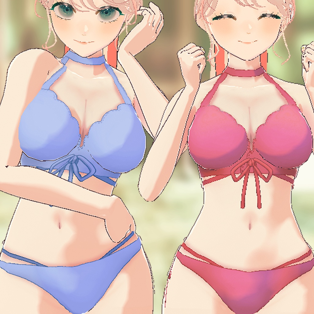 VRoid用 シンプル水着◆顔面の強さを引き立てる 11色(+1)セット、パーツ分けデータ