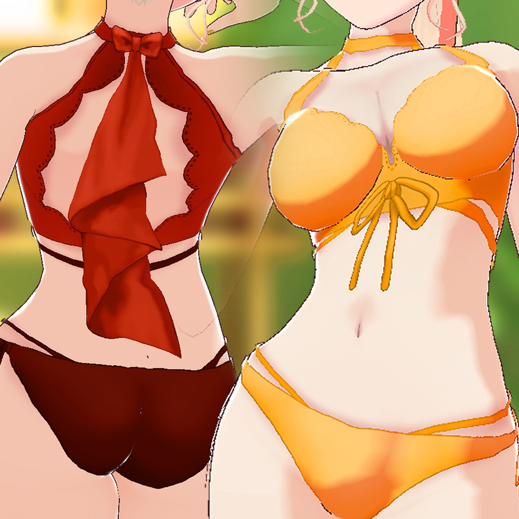 VRoid用 シンプル水着◆顔面の強さを引き立てる 11色(+1)セット、パーツ分けデータ