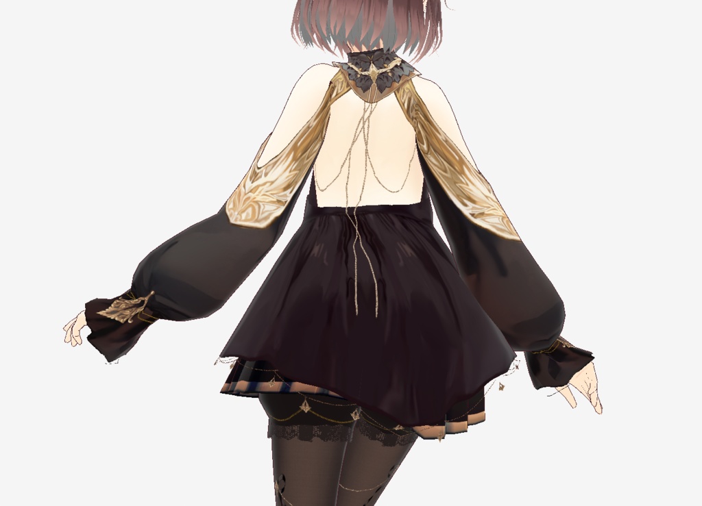 【Vroid】bk&g wizard dress 魔法使いの黒ドレス