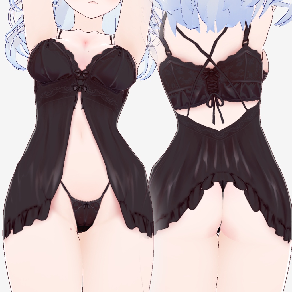 【Vroid item】ピュアブラックランジェリー