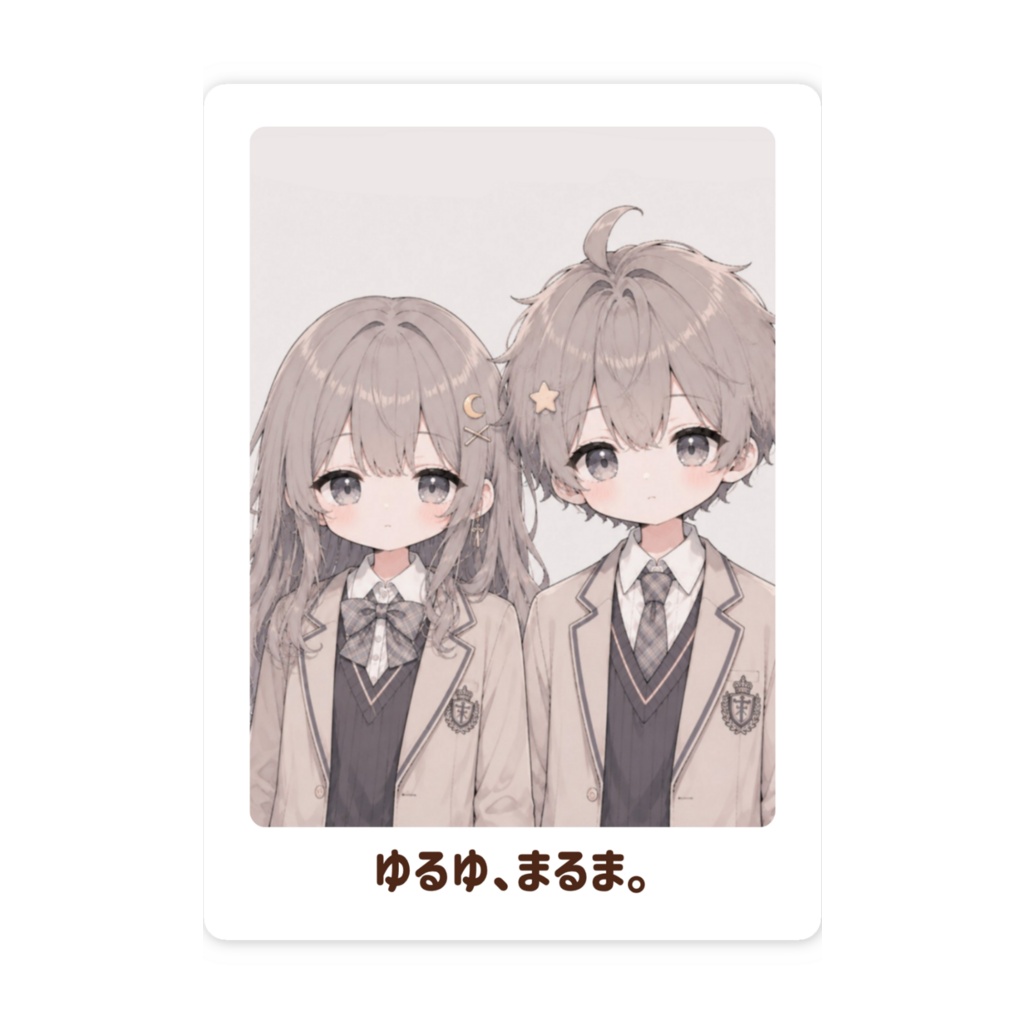 ゆるゆ、まるま。|スマホステッカー(証明写真風 ちびキャラVer.)