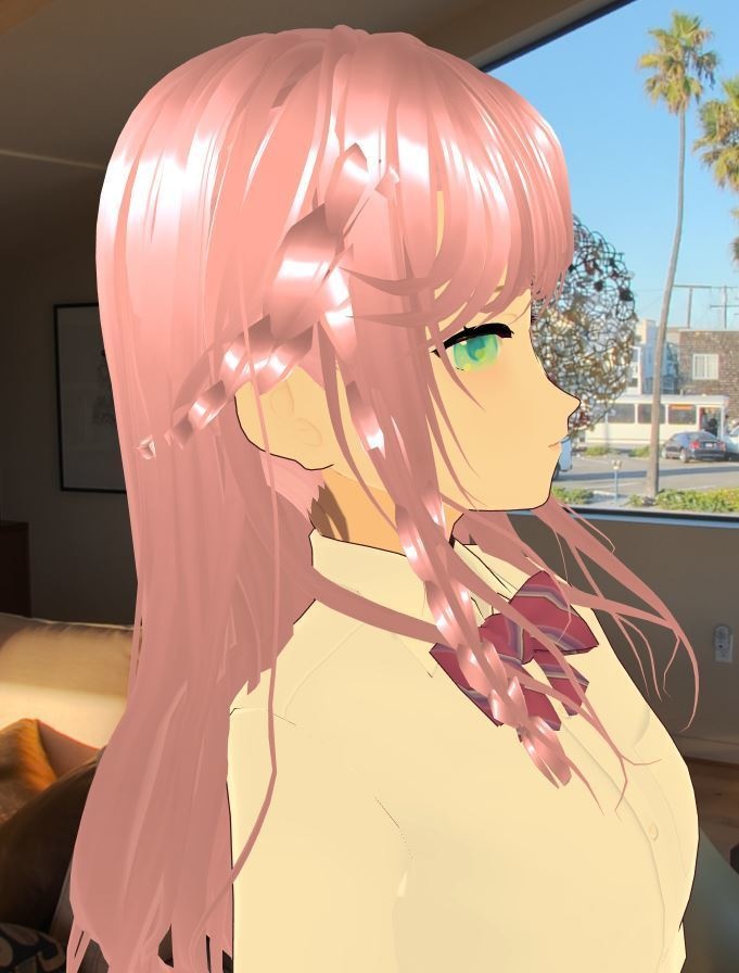 [VROID] Romantic Pink Braided Hair - CatLoaf University - BOOTH