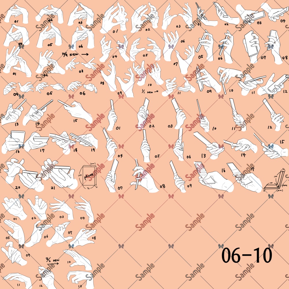 手の線画素材集01-10