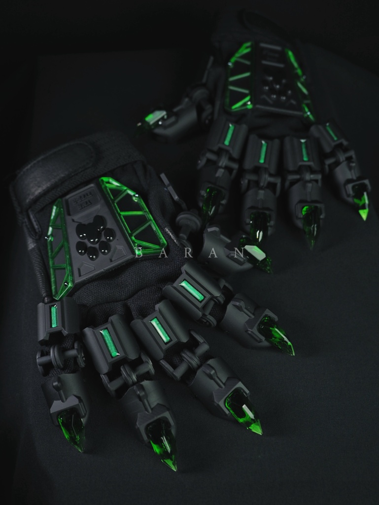 肉球義手製品版漆黒×クリアグリーン両手セット