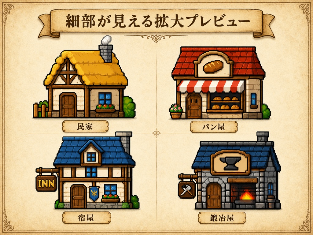 中世ファンタジー建物素材集 16種セット|背景透過PNG