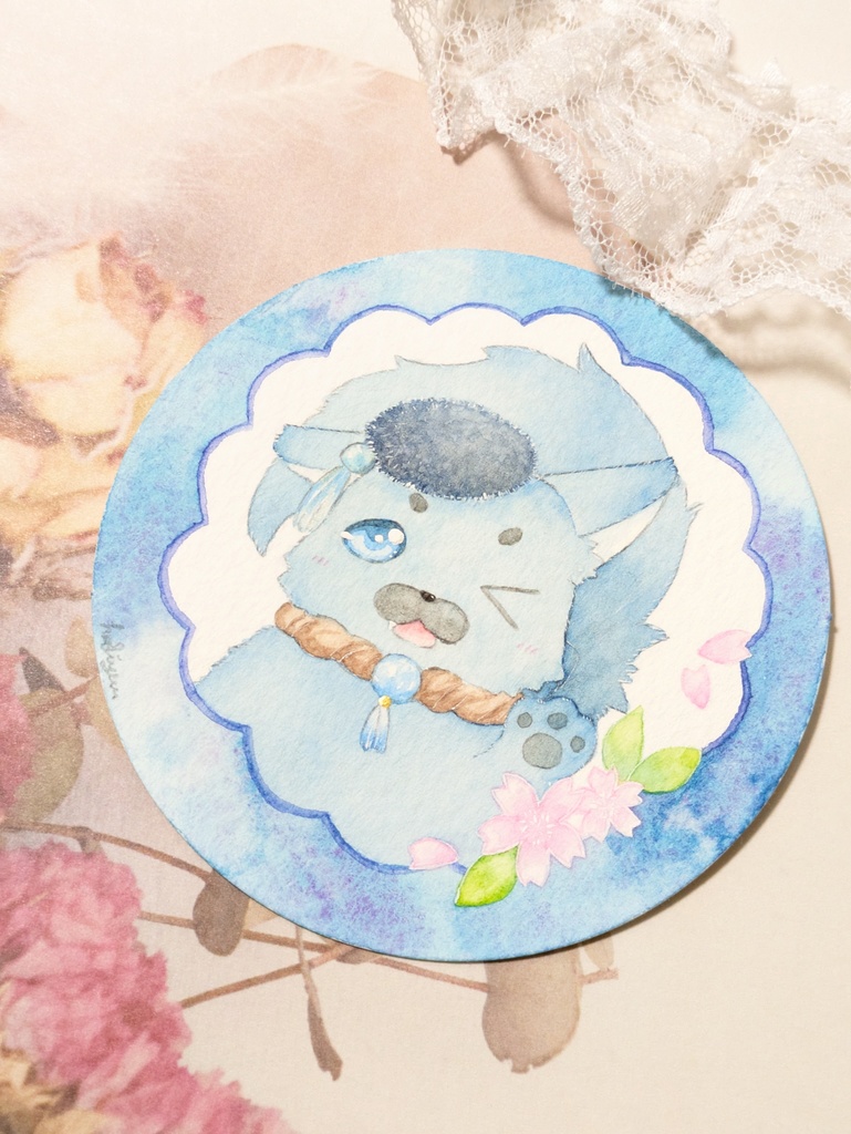 丸いドローイング・ブローチセット 朱那清那