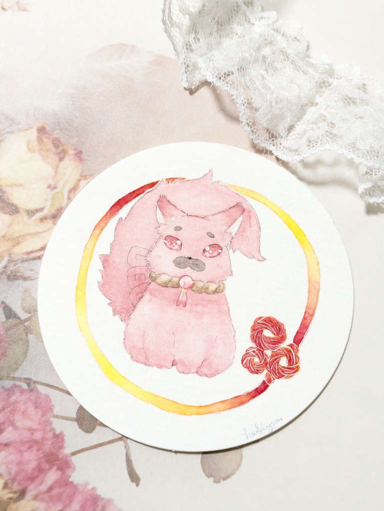 丸いドローイング・ブローチセット 朱那清那